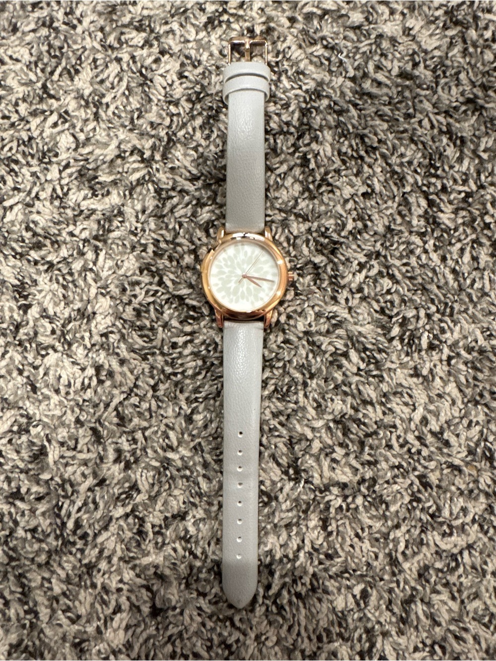 Gray Strap Watch with Rose Gold Case